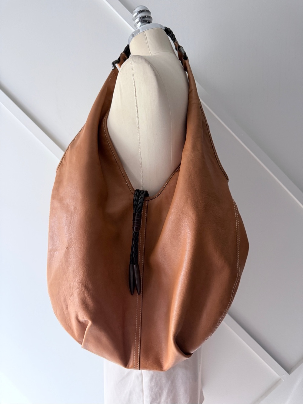 Kenneth Cole NY Leather Hobo Shoulder Bag | Large Slouchy Tote | Everyday Boho